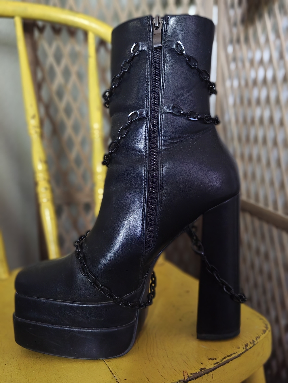 Killstar Black Chain-Accented Platform Ankle Boots - Picture 4 of 10